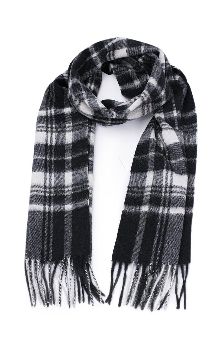 Lambswool Tartan Scarf Black House Of Bruar