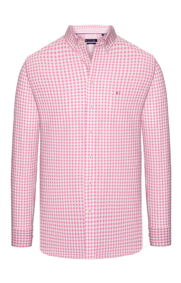 Mens Baileys Gingham Cotton Shirt Pink House Of Bruar