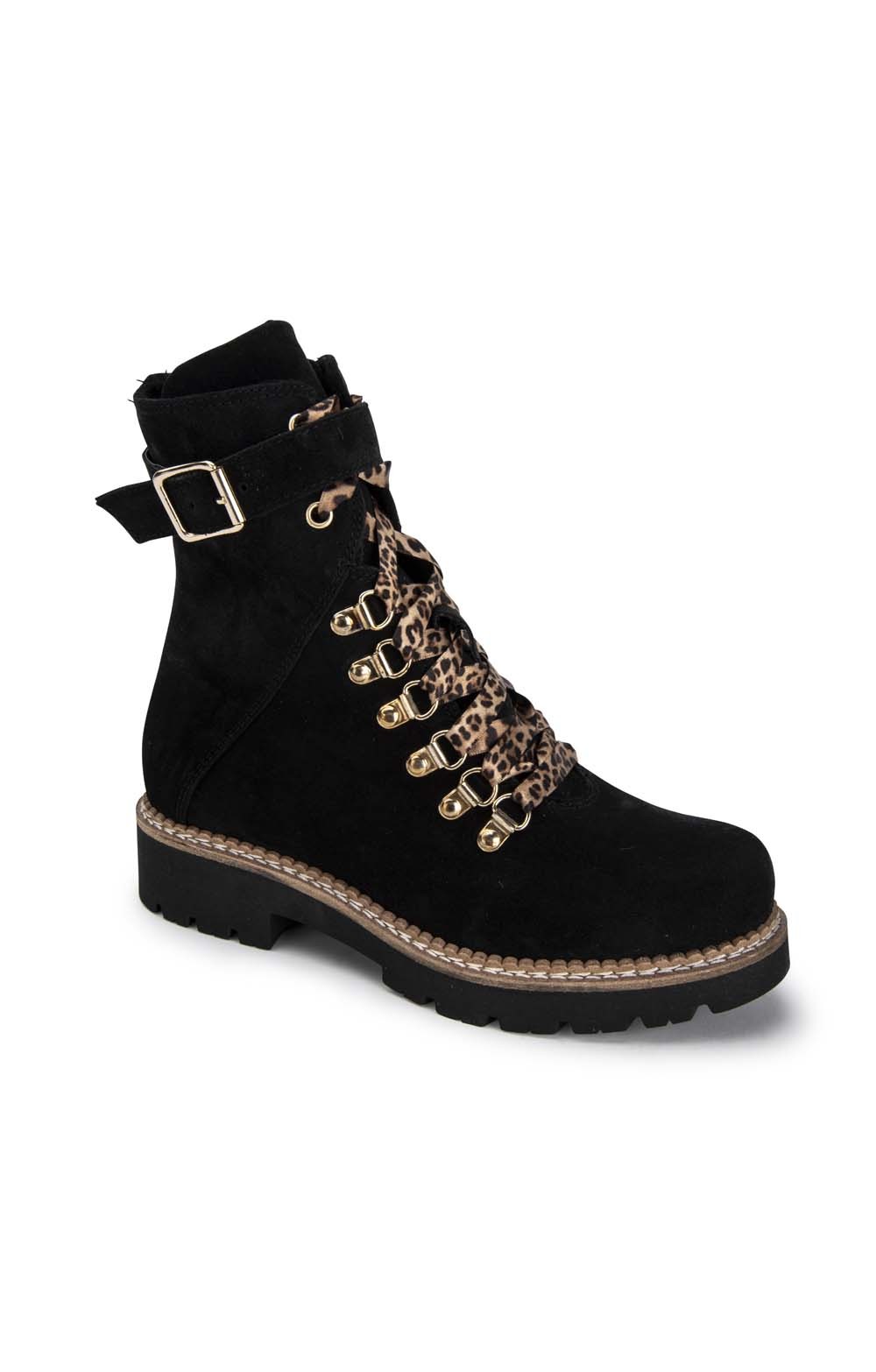 ladies black leather lace up boots
