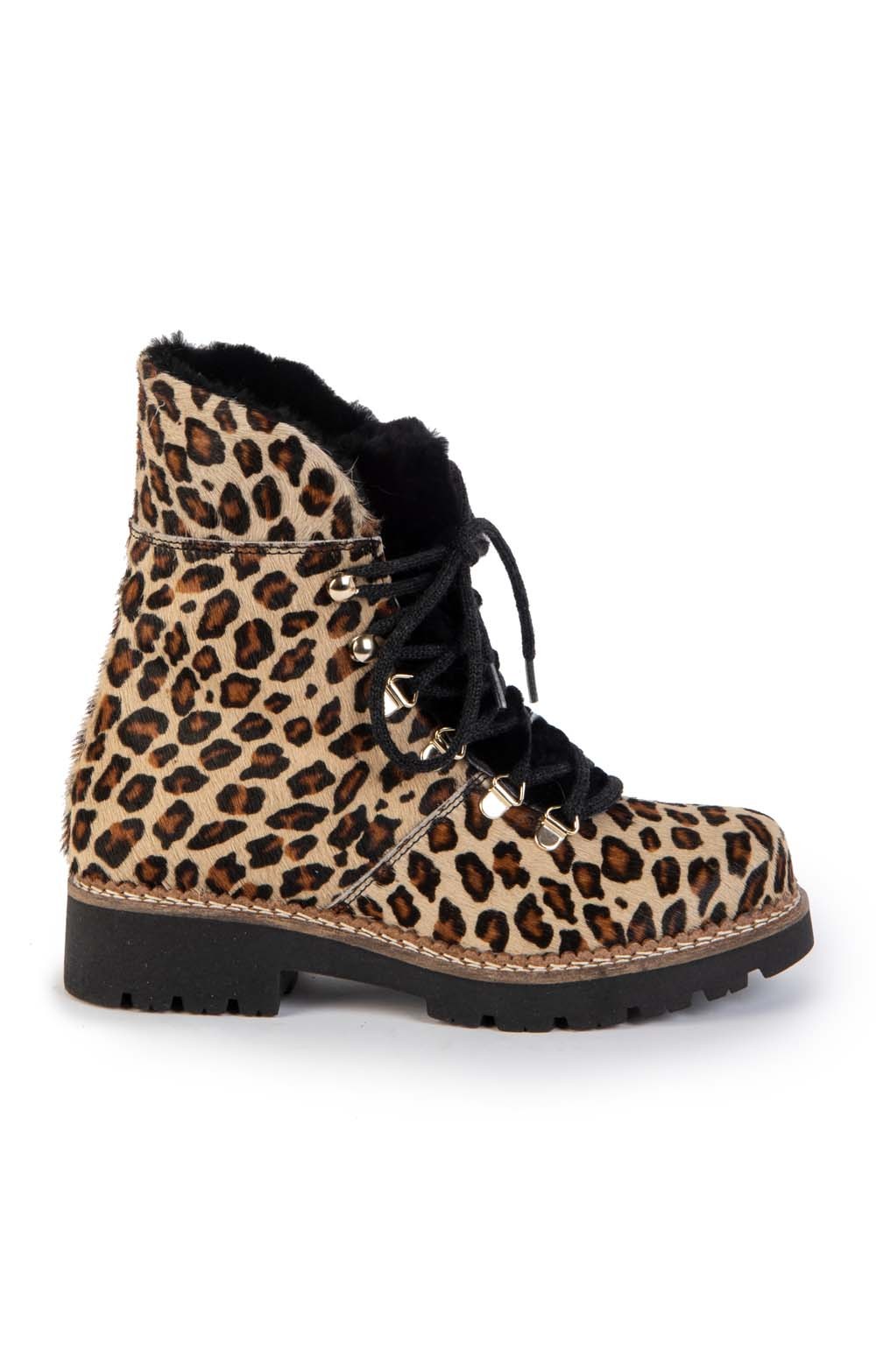 leopard lace up boots