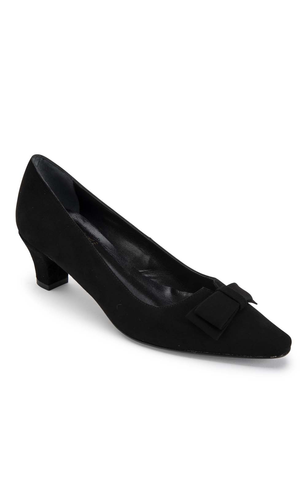 black suede bow shoes