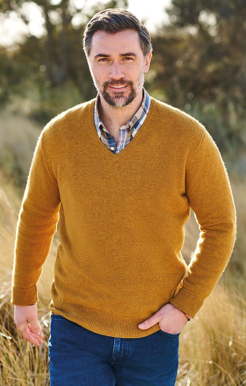 Men's Lambswool V Neck Ochre Houseofbrua…