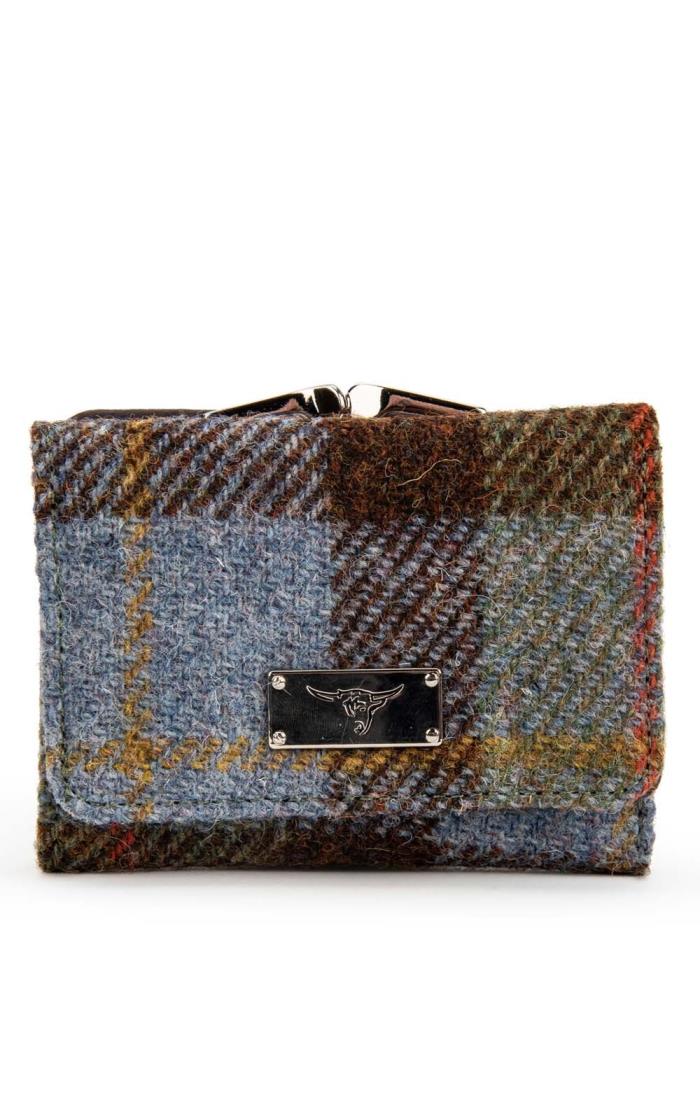 Harris Tweed Small Clasp Purse in Heather Check