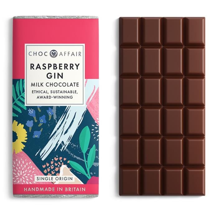 Choc Affair Raspberry Gin Milk Chocolate 90g - House of Bruar