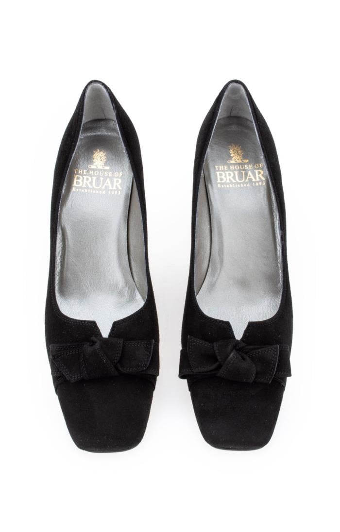 black suede bow shoes