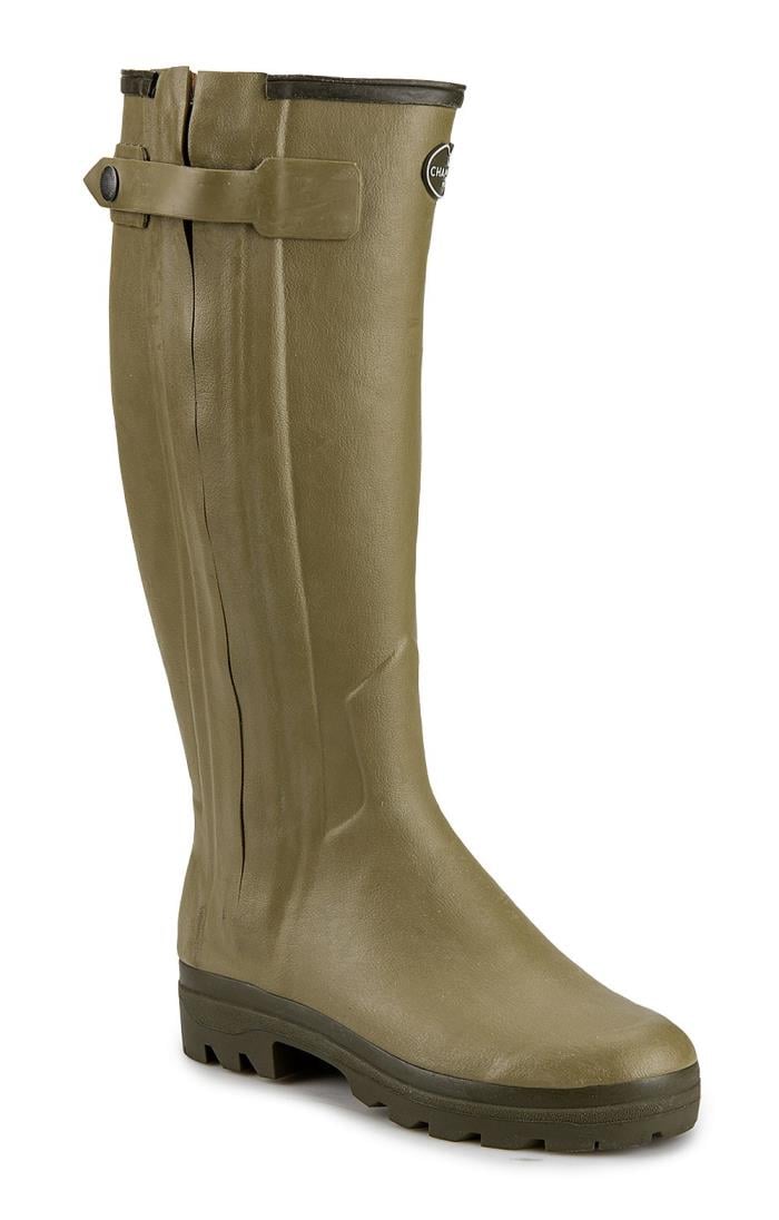 Ladies Le Chameau Chasseur Leather Lined Full Zip Welly, Green - House 