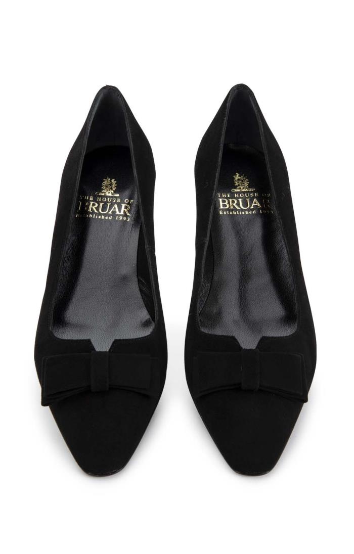 black suede bow shoes