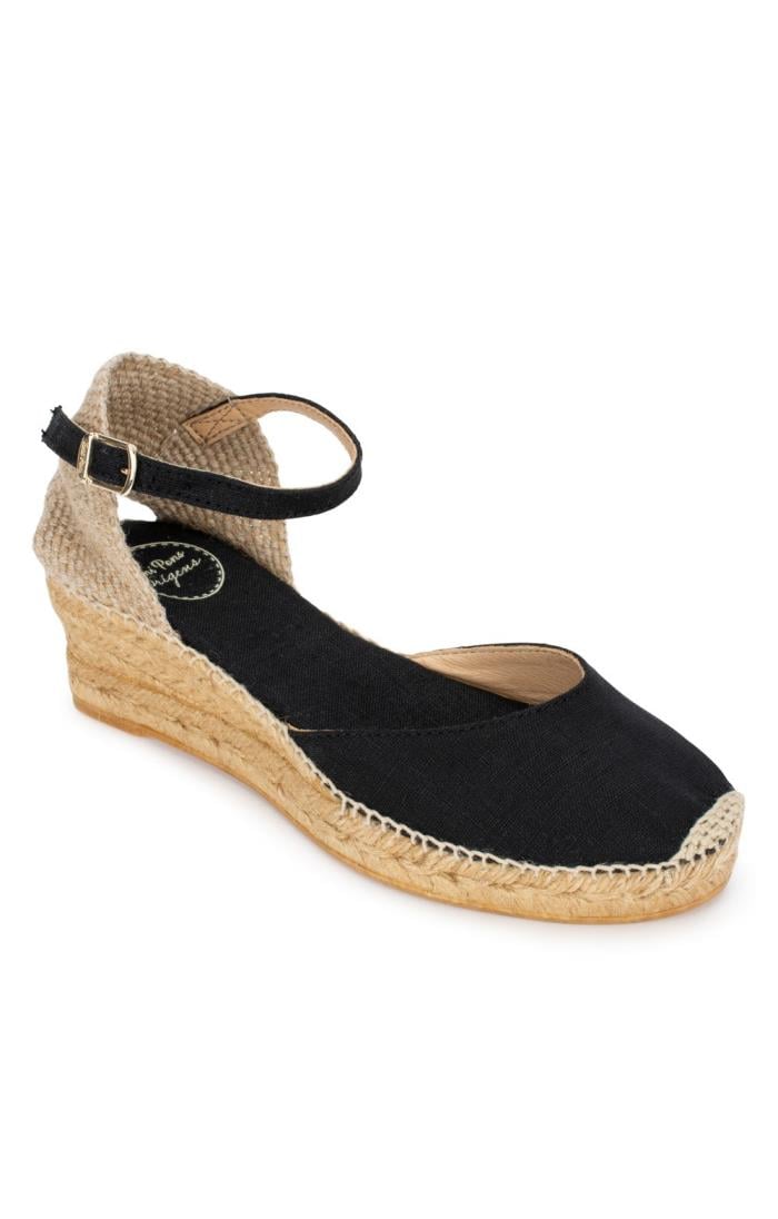 Ladies black best sale wedge espadrilles