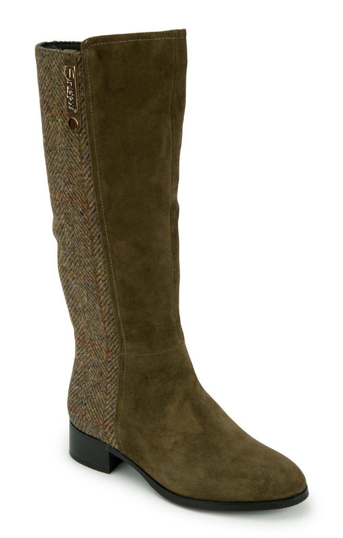 Harris tweed knee deals high boots