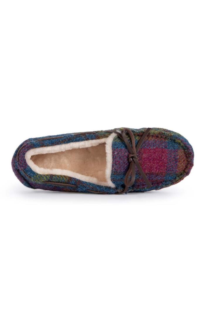 Ladies Harris Tweed Moccasin Slippers House of Bruar