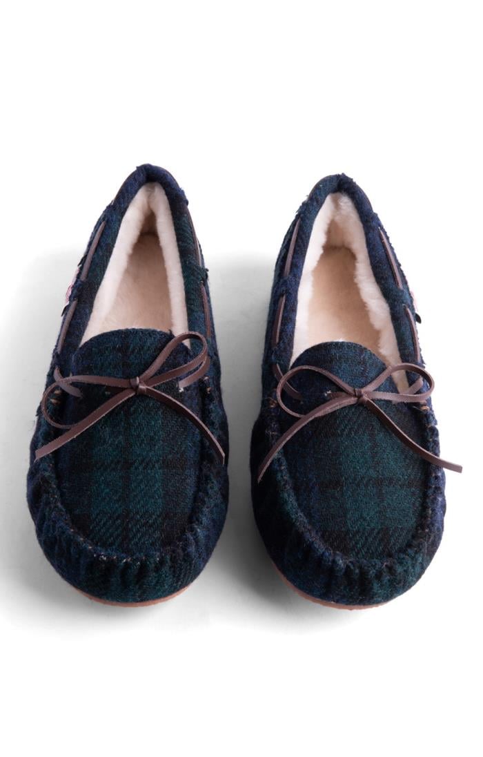 Harris tweed moccasin sales slippers