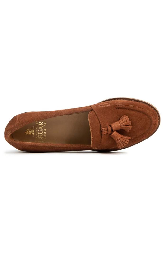 ladies brown suede loafers