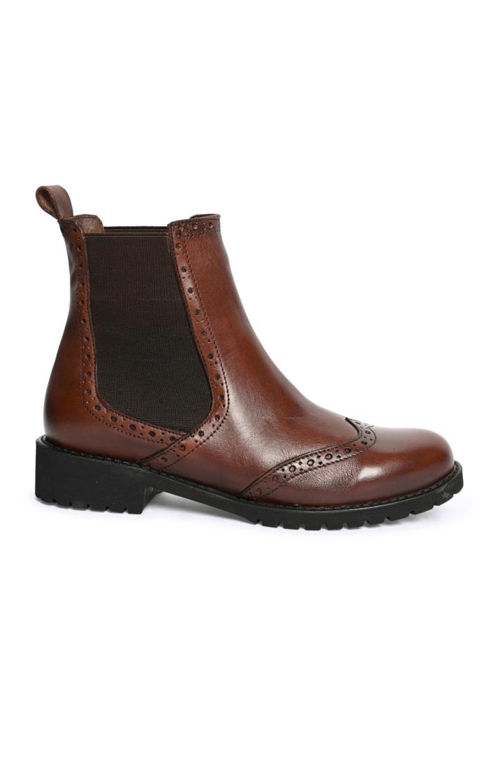 Ladies Leather Brogue Chelsea Boots