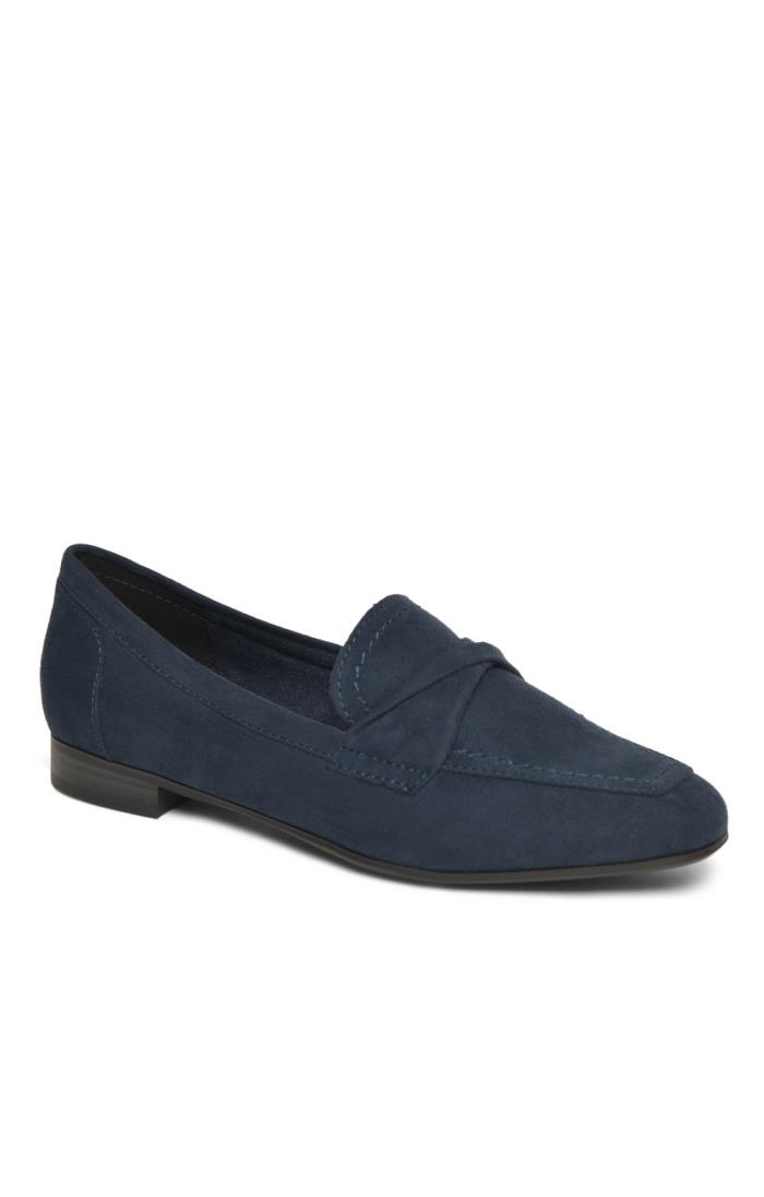 Ladies Marco Tozzi Suede Loafer with Pleat - House of Bruar