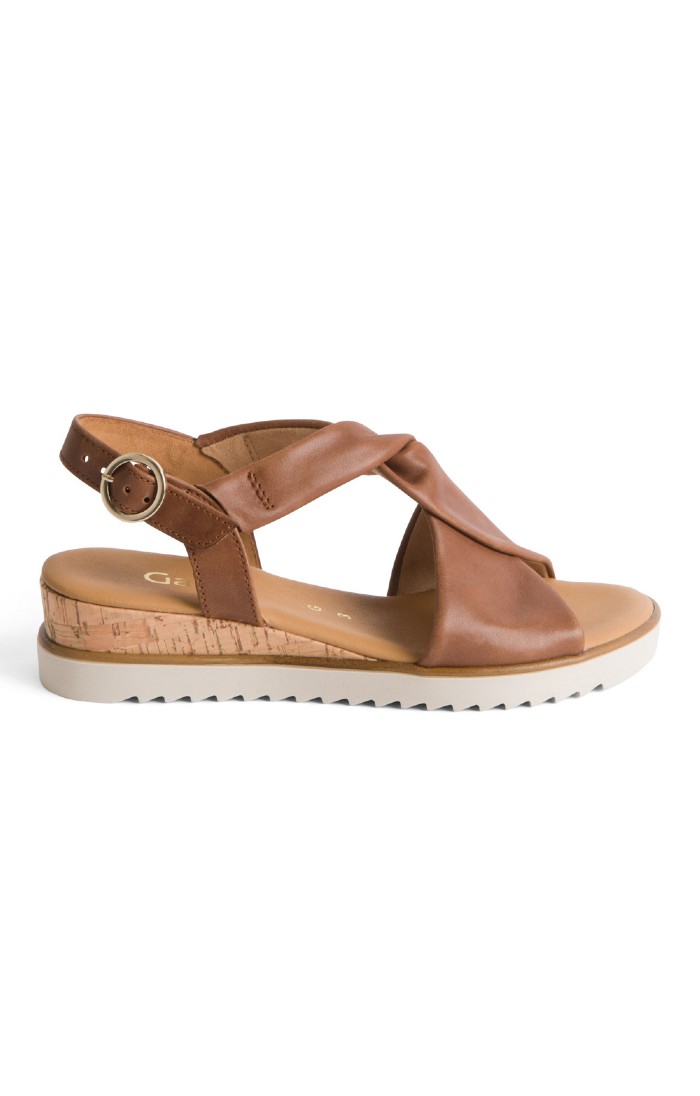 Ladies Gabor Cork Front Cross Sandal Brown House of Bruar