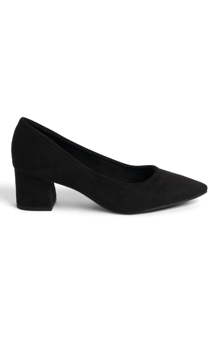 Ladies black suede court shoes best sale