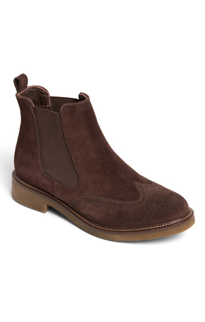 Ladies Suede Brogue Chelsea Boots