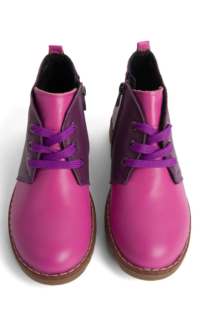 House Of Bruar Ladies Two Tone Leather Desert Boot Purple Fuchsia