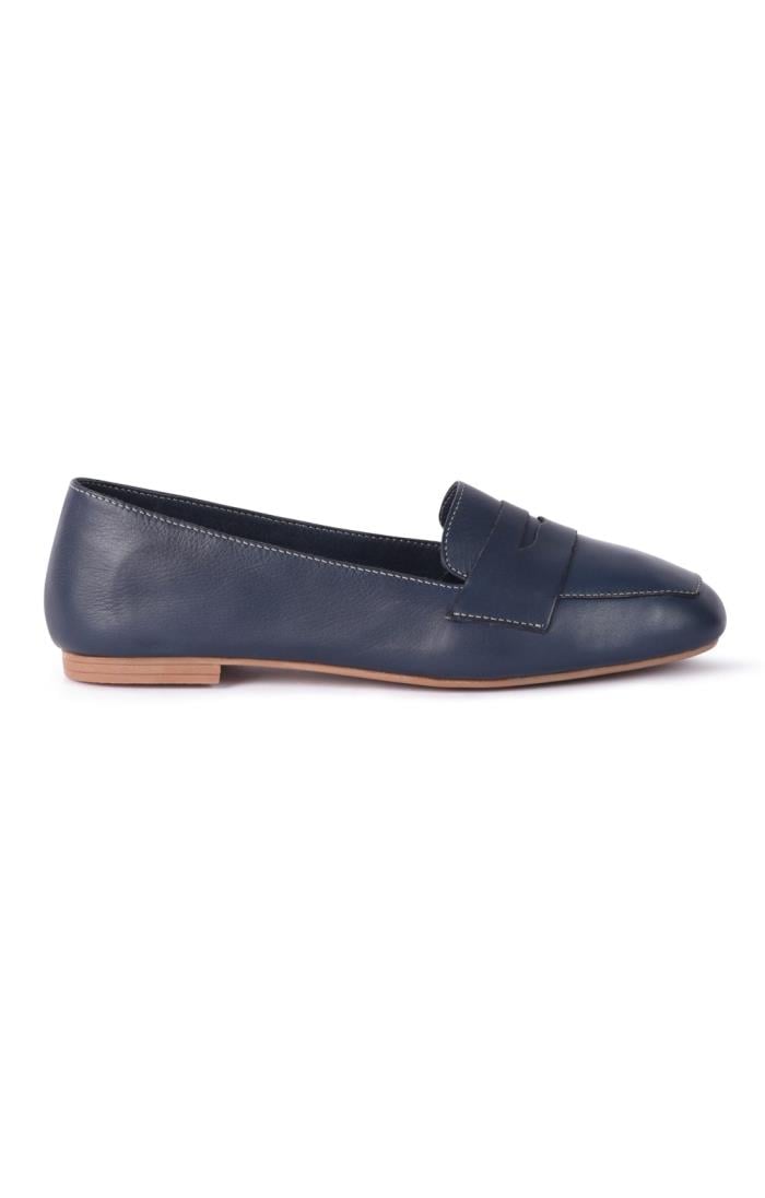 Ladies navy leather on sale loafers