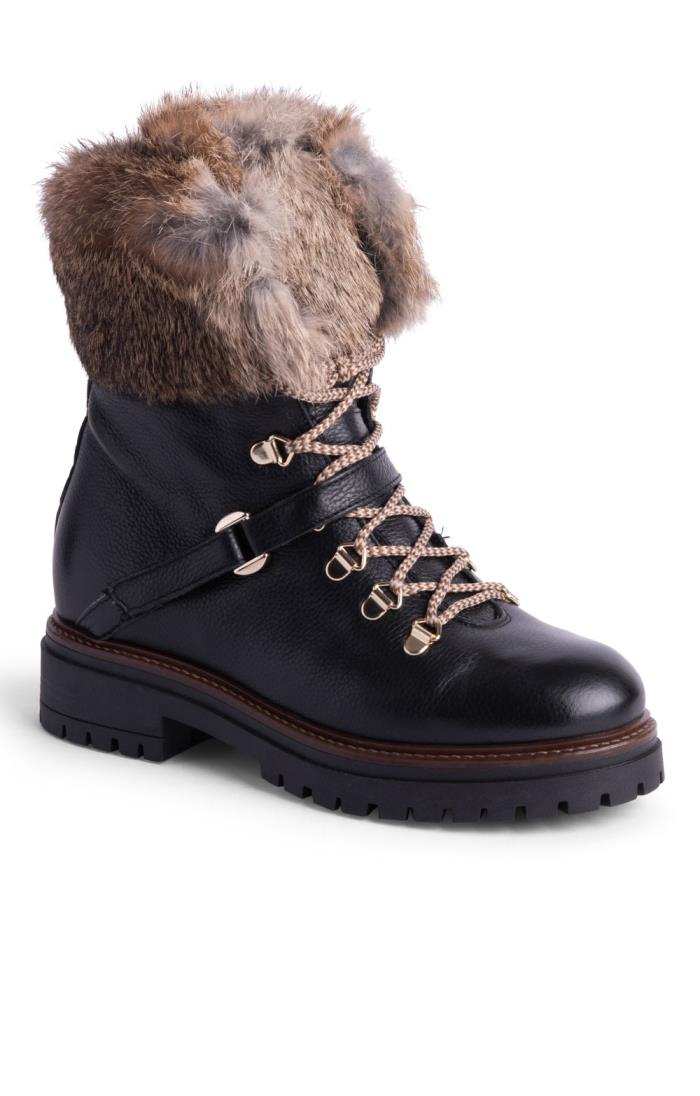 Ladies black clearance fur boots