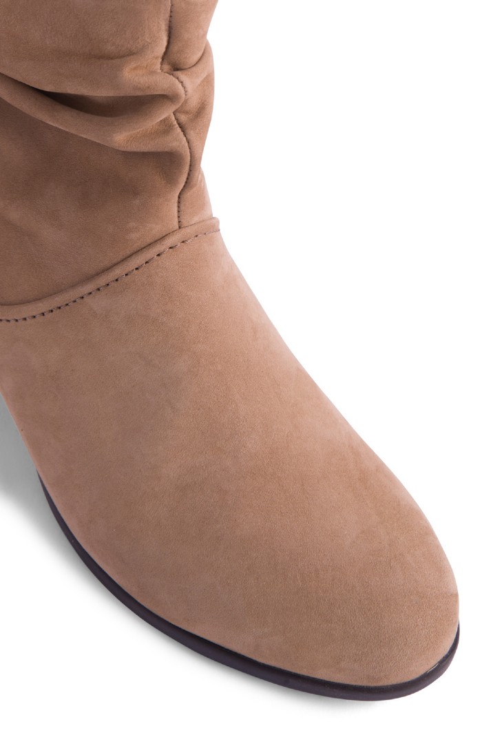 Tan ruched store ankle boots