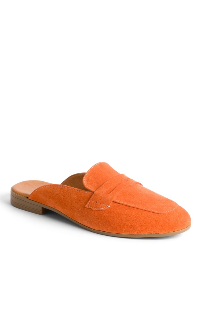 Orange suede mules on sale