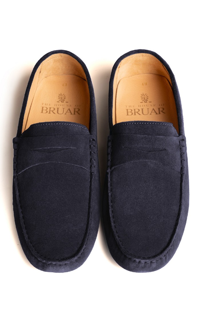 Mens Suede Driving Shoe Navy House of Bruar