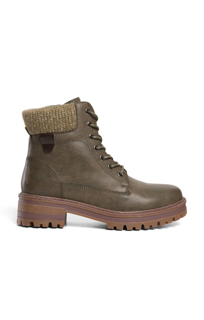 Knit trim combat boots hotsell