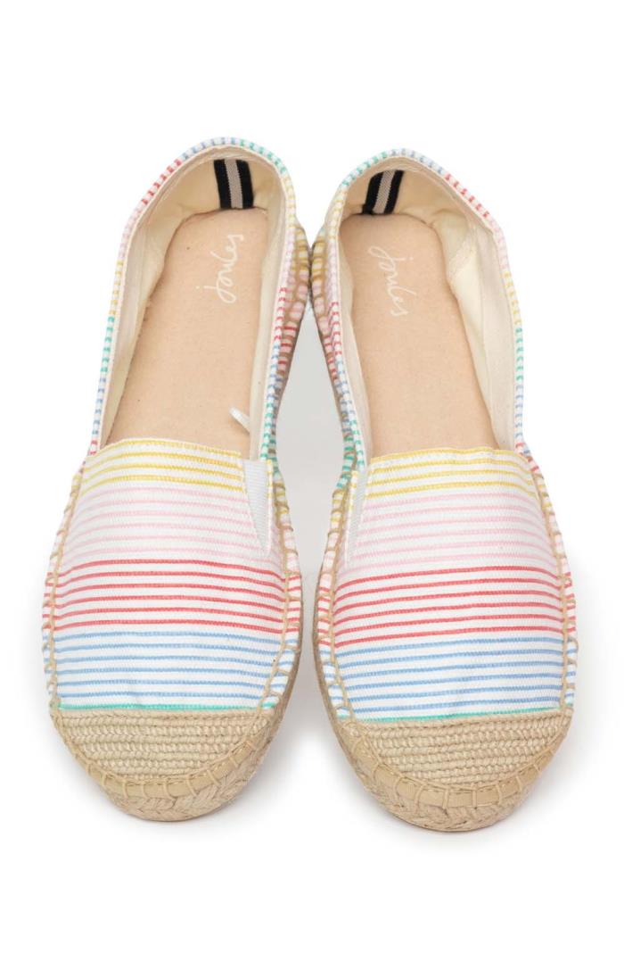 Joules Shelbury Red Canvas Hello Sunshine Embroidered Flat Espadrille Shoes