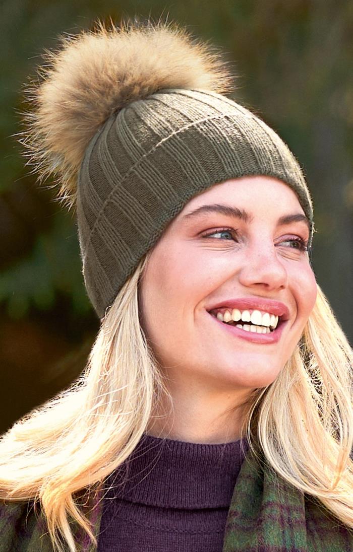 Female bobble hats on sale