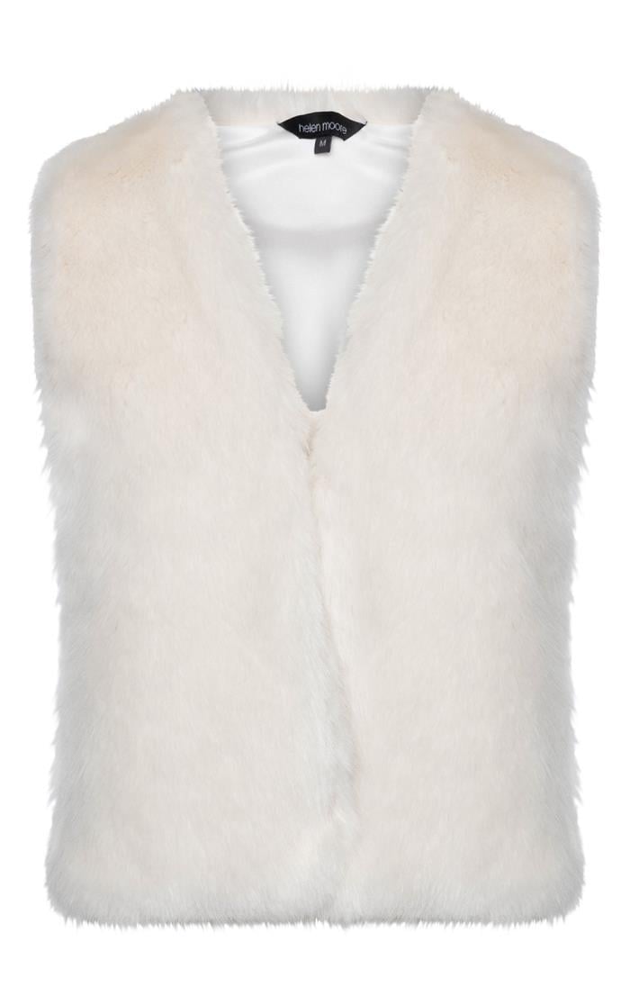 White faux sales fur gilet