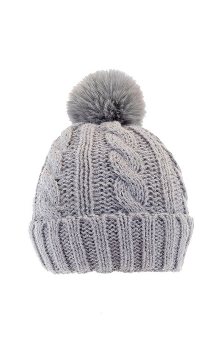 Ladies Cable Knitted Bobble Hat Grey House of Bruar