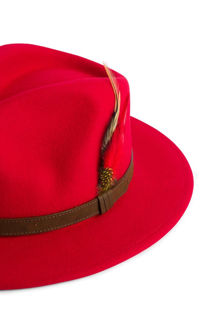 Ladies red hotsell fedora hat