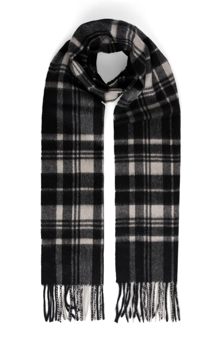 Black and white plaid hot sale scarf