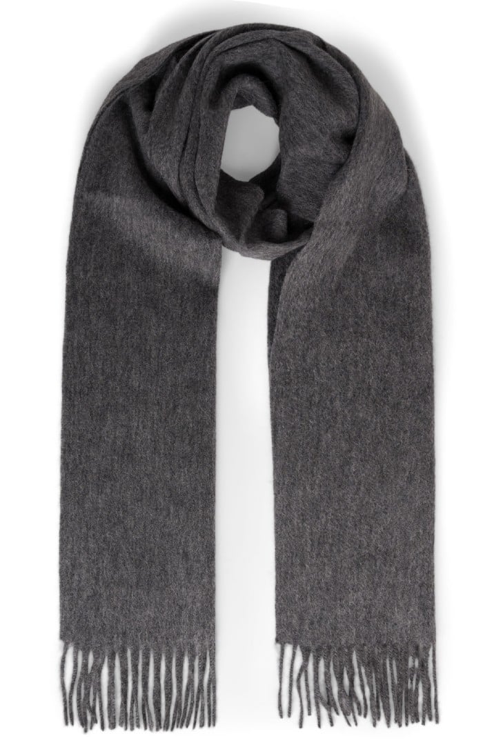 Lambswool Plain Scarf, Grey - House of Bruar