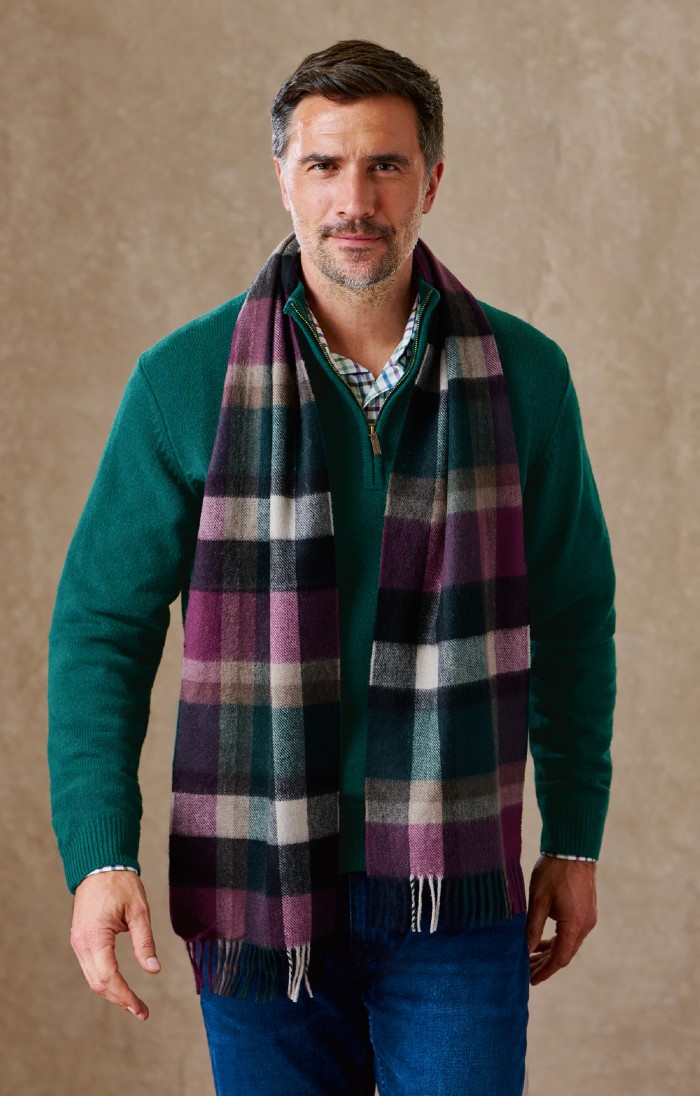 Green plaid cashmere sale scarf