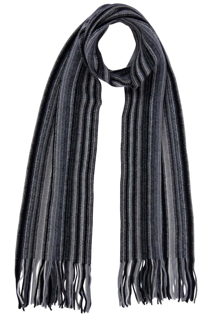 Scarf - Stripe Collection - Lambswool order Merino - Grey