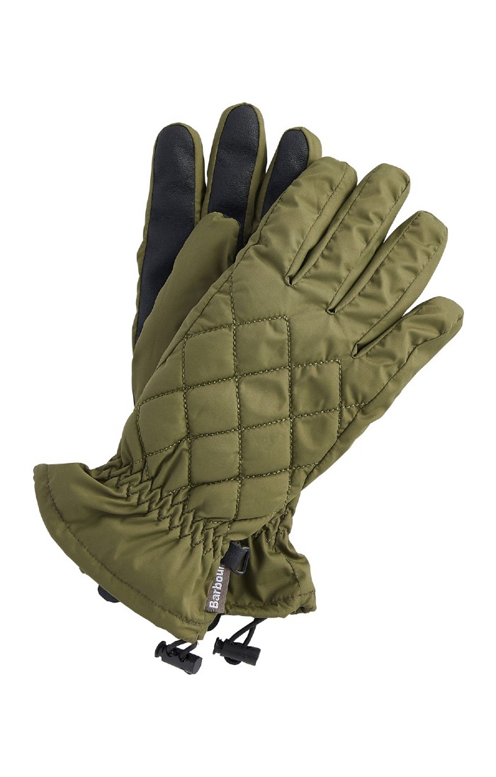 Ladies Barbour Joni Quilted Gloves Green House of Bruar