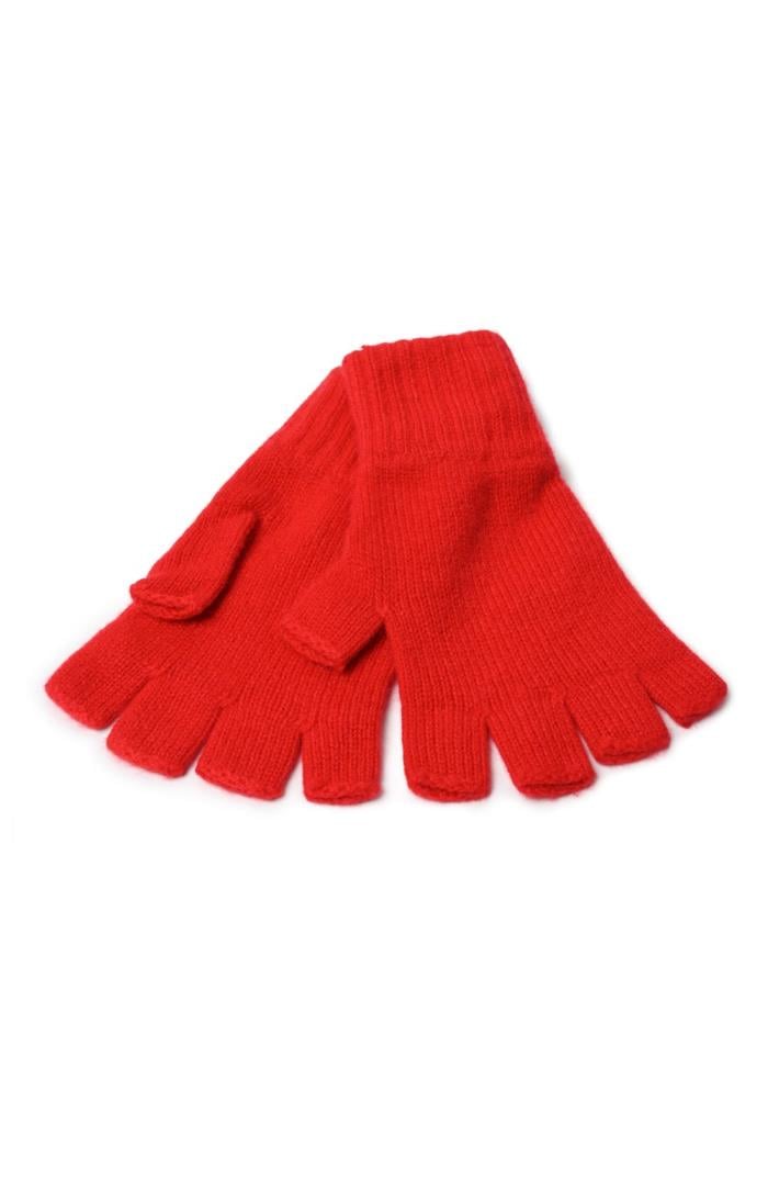 red cashmere fingerless gloves