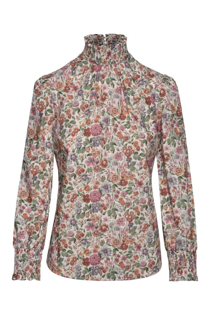 Ladies Ruched Collar Shirt Made With Liberty Fabric - House of Bruar