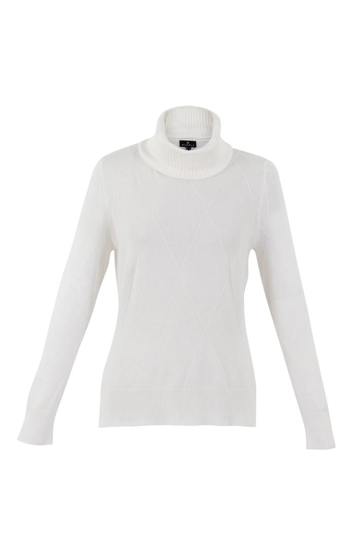 Ladies Marble Relaxed Roll Neck Jumper