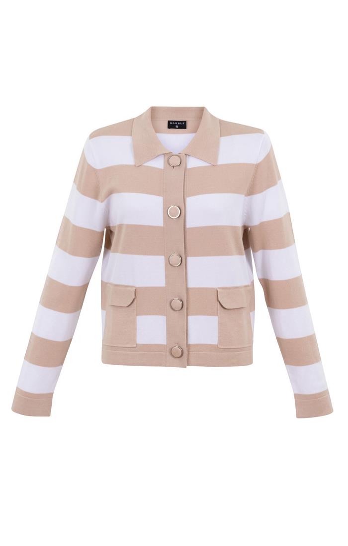 Ladies Marble Ribbed Detail Waterfall Cardigan - House of Bruar