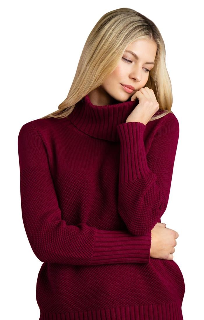 Burgundy roll neck jumper cheap womens