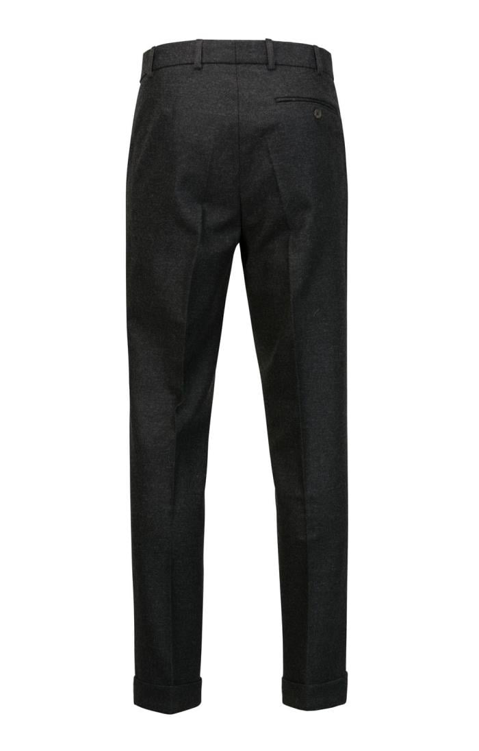 Dark Grey Wool Men's Flannel Trousers | Stefano Bemer