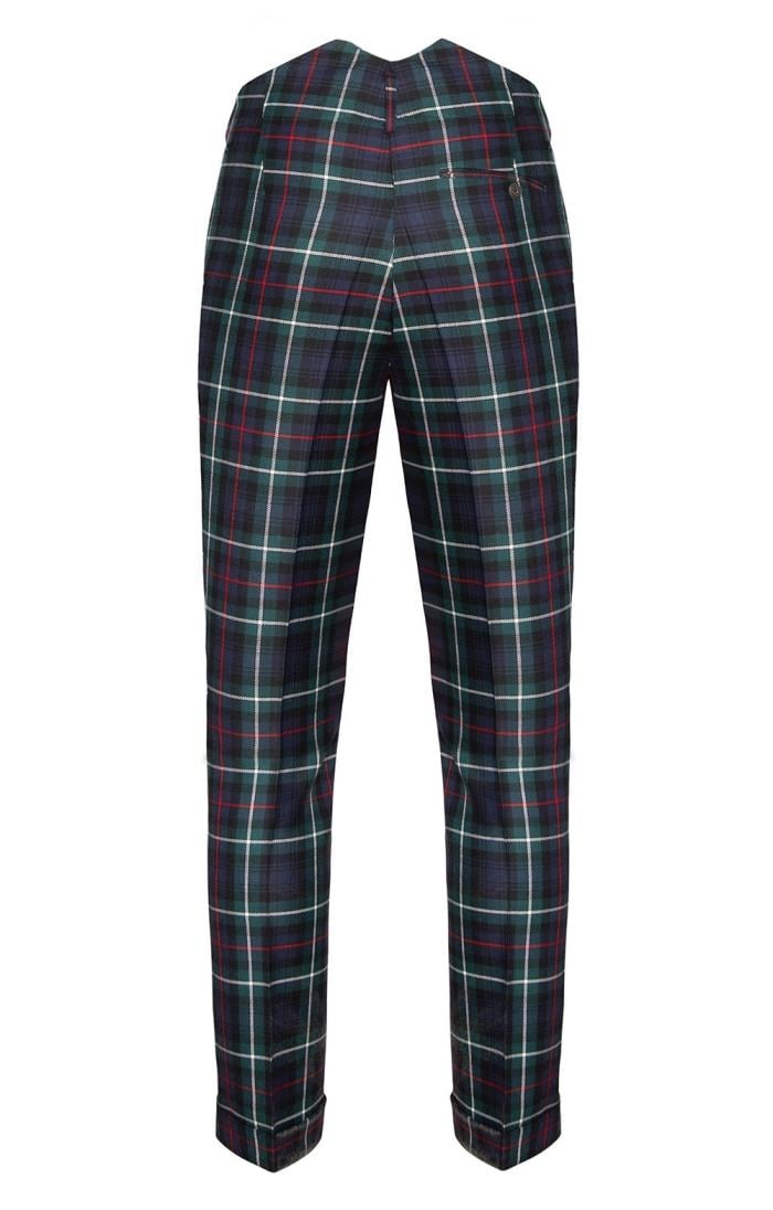 Tartan Trousers - Black Watch with Red Overcheck | Men's Tartan Trousers |  Oliver Brown