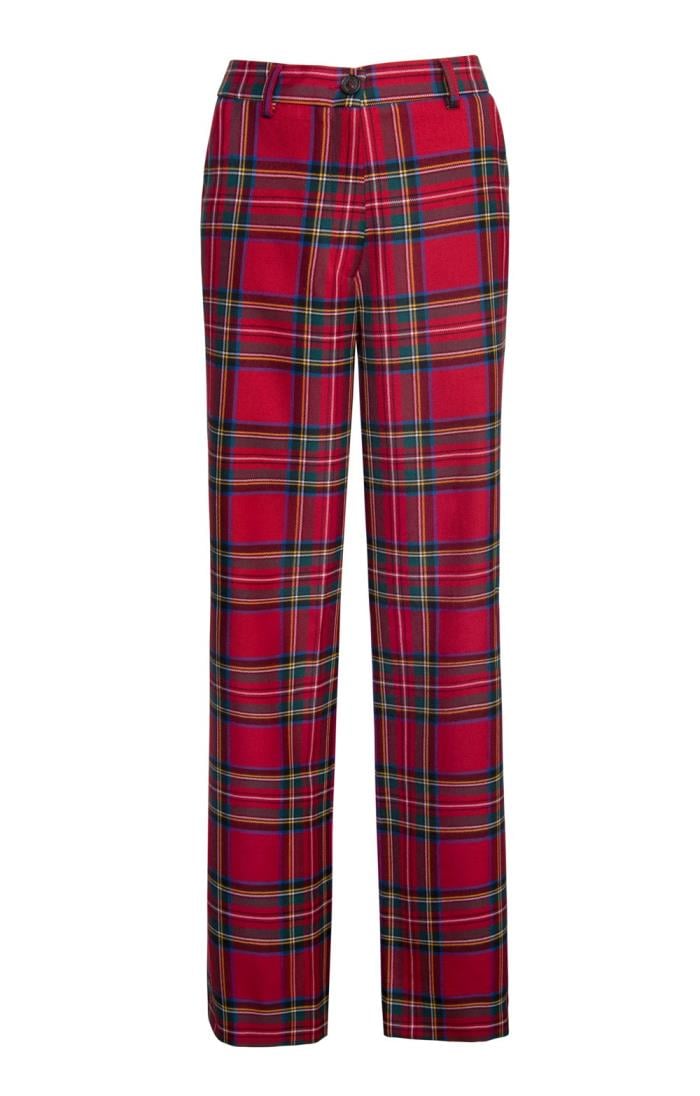 Wool Flannel Trousers - Tartan - Red, Green, Yellow & White (2543) - Men's  Clothing, Traditional Natural shouldered clothing, preppy apparel