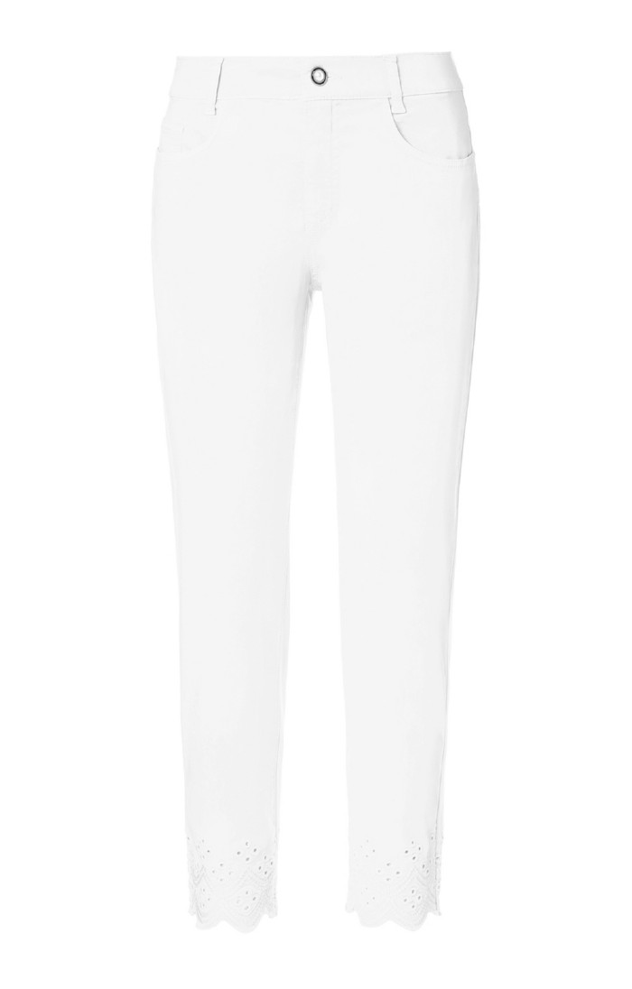 Ladies Anna Montana Embroidered Crop Jeans, White - House of Bruar