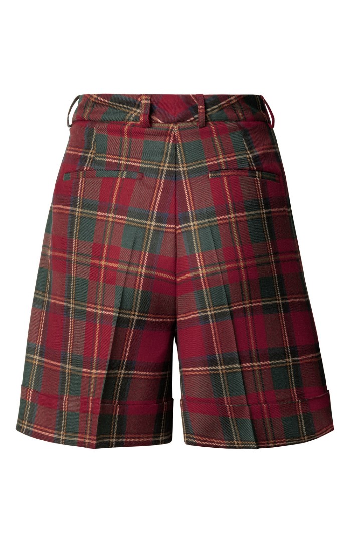 Ladies Turn Up Tartan Shorts