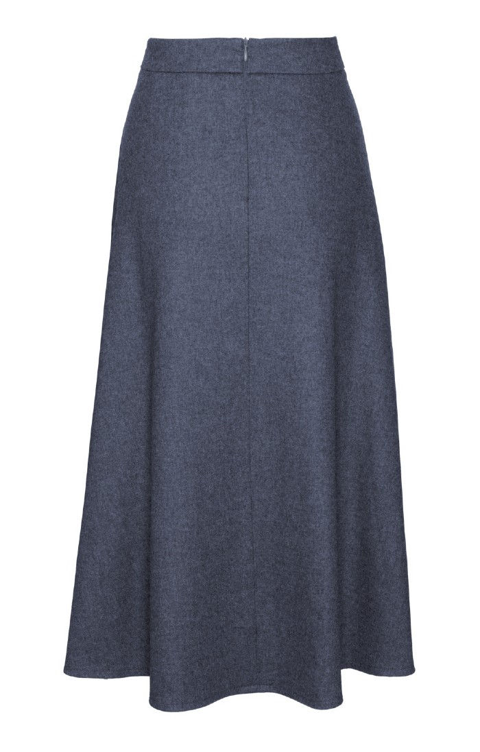 Ladies Button Swing Skirt Blue House of Bruar