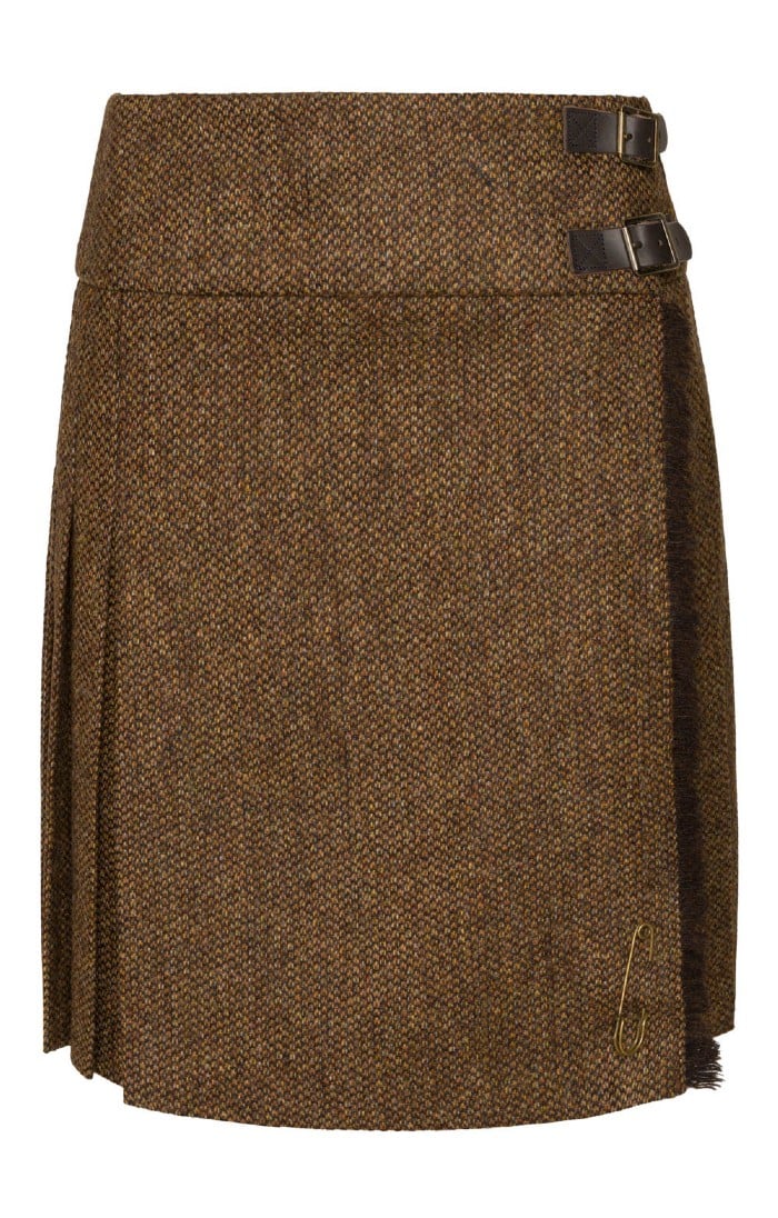 Ladies Short Tweed Kilt, Natural - House of Bruar